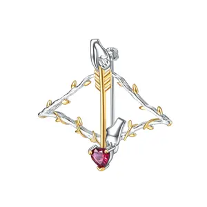 C8215 Abiding Shield 3 Years Long Lasting Two-Tone Plating Fine Jewellery Wholesale 14k Gold Rhodolite Garnet Silver Brooch