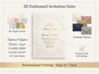 Tarjetas de Invitación de Boda de Papel de Algodón de Lujo Qiaohan, 600 g/m², con Relieve Floral Barroco Personalizado, Lámina Dorada, Juego Personalizado