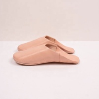 Babouches marocaines en cuir pour femmes avec doublure en tissu de coton, chaudes, légères, anti-odeur, design minimaliste pour usage domestique (Toutes tailles)