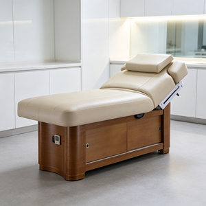 Modern Electric Spa Beauty Bed with Adjustable <b>Leg</b> Backrest Facial <b>Massage</b> Table Wooden Frame for Hotel Use - Product Image 3