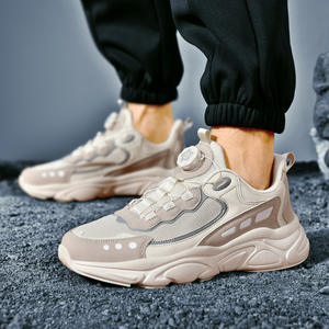 Wholesale Creative Rotating Buckle Fast Lacing Auto Lace Up Outdoor Sport <b>Non</b> <b>Slip</b> Black Men Casual Running Sneakers - Product Image 2