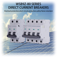 Disjoncteur miniature DC 250V 1P WSB9Z-80 10A-63A en cuivre à haute capacité de coupure pour applications photovoltaïques