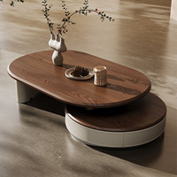 Ensemble de tables basses en bois de style minimaliste extensible, dernière collection de tables centrales design pour salon, table basse haut de gamme populaire