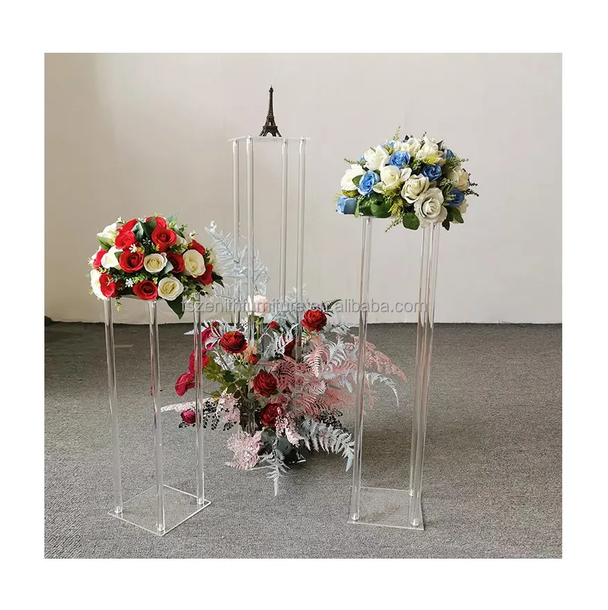 Suporte de flores decorativo para mesas, suporte acrílico transparente de flores para casamento