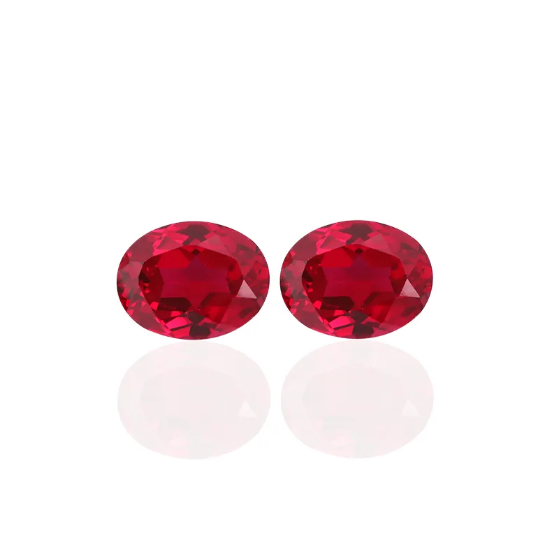 BRILLANT SJS vente en gros ovale coupe belles pierres précieuses en vrac rubis pour la fabrication de bijoux en pierres précieuses cultivées en laboratoire
