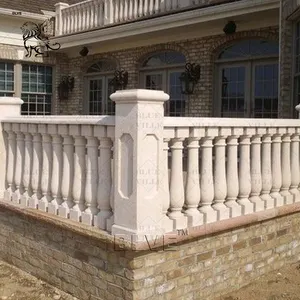 BLVE Indoor Decorative Home Building Baluster Hand carved Natural Stone White Marble Roman Handrailail