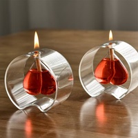 Bougie à l'huile en forme de coeur lampe en verre de table liquide réutilisable support de lampe à huile décoration de fête de mariage belle