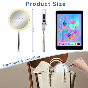 Support OEM ODM Customization Travel Makeup <strong>Mirror</strong> Portable LED Lights Metal Single Sides <strong>Handheld</strong> <strong>Mirror</strong> Compact Pocket <strong>Mirror</strong> - Product Image 4