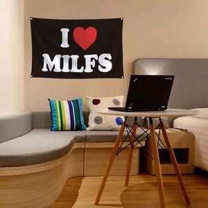 I Love Milfs <b>Flag</b> 3x5 Ft with Brightly Colored Brass Grommets 100D Polyester Outside Banner Decor - Product Image 2