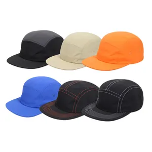 Özel LOGO ayarlanabilir su geçirmez beş panel kamp şapkası hafif baba şapkası naylon yapılandırılmamış kapaklar 5 panel şapka