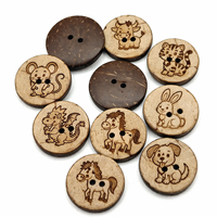 Boutons personnalisables écologiques à dos plat, 2 trous, 20 mm, motif créatures marines (Dauphin, Requin, Pieuvre, Dessin animé)