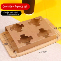 Porte-gobelets en carton pour café, lait et thé - Base ondulée à usage unique pour gobelets simples ou doubles, biodégradable - Porte-gobelets 2 ou 4 places