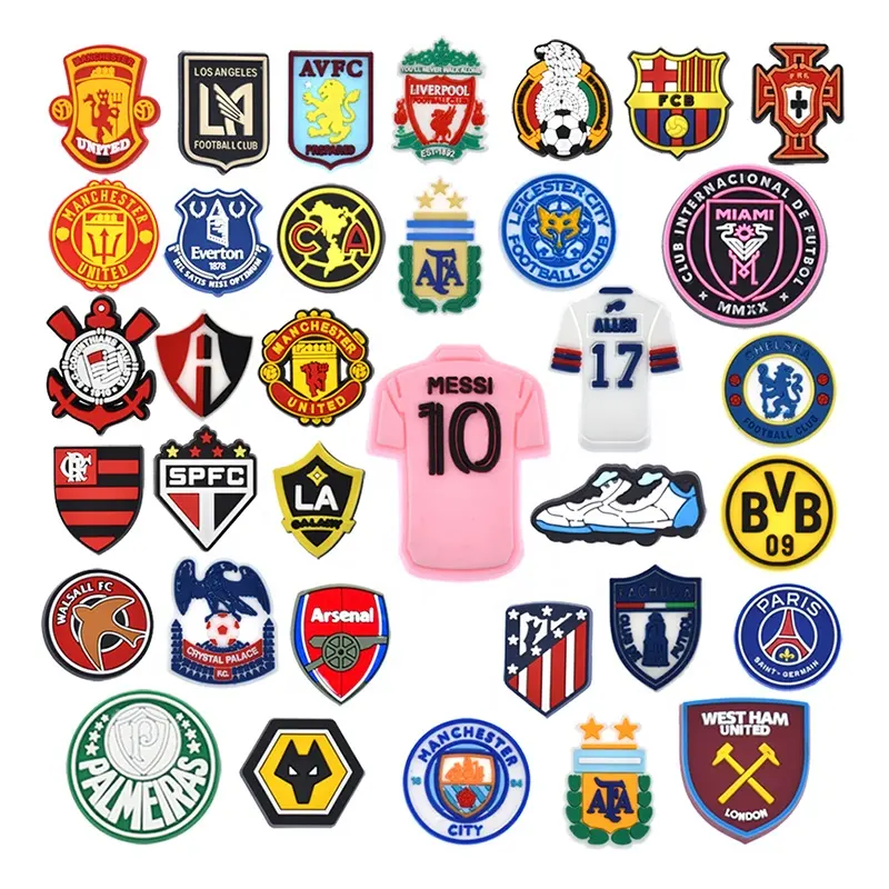 Hot Selling Soccer Shoe Charms Soccer Medal Pvc Charms Soccer Charms Shoe Decorations Accessories For Shoes