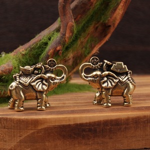 Brass <b>Elephant</b> Ornament 2Pcs Feng Shui Wealth Charm For Home Office Desk <b>Decor</b> - Product Image 1