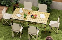 Ensemble table et chaises pliantes portables pour le camping, table de pique-nique légère en aluminium pour l'extérieur avec chaises de camping