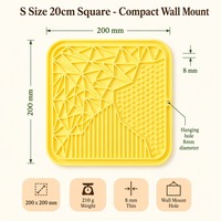 Tapis à lécher mural compact en silicone de qualité alimentaire 3 zones S 200mm, textures verticales triangulaires à pois, OEM MOQ 50, sans BPA, conforme FDA LFGB