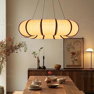 Lustre rond en tissu avec éclairage LED pour restaurant, salon de thé, salon, chambre à coucher, bureau - Product Image 3