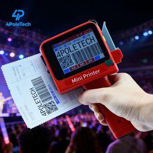 Imprimante jet d'encre portable 4POLETECH 12,7 mm pour logos, dates, numéros <span class=keywords><strong>de</strong></span> série, codes QR, codes-barres pour billets, cartons, machine <span class=keywords><strong>de</strong></span> marquage - Product Image 1