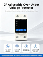 Protecteur de tension et de courant réglable monophasé AC220V, interrupteur de protection contre les surtensions, sous-tensions et surintensités 2P sur rail DIN