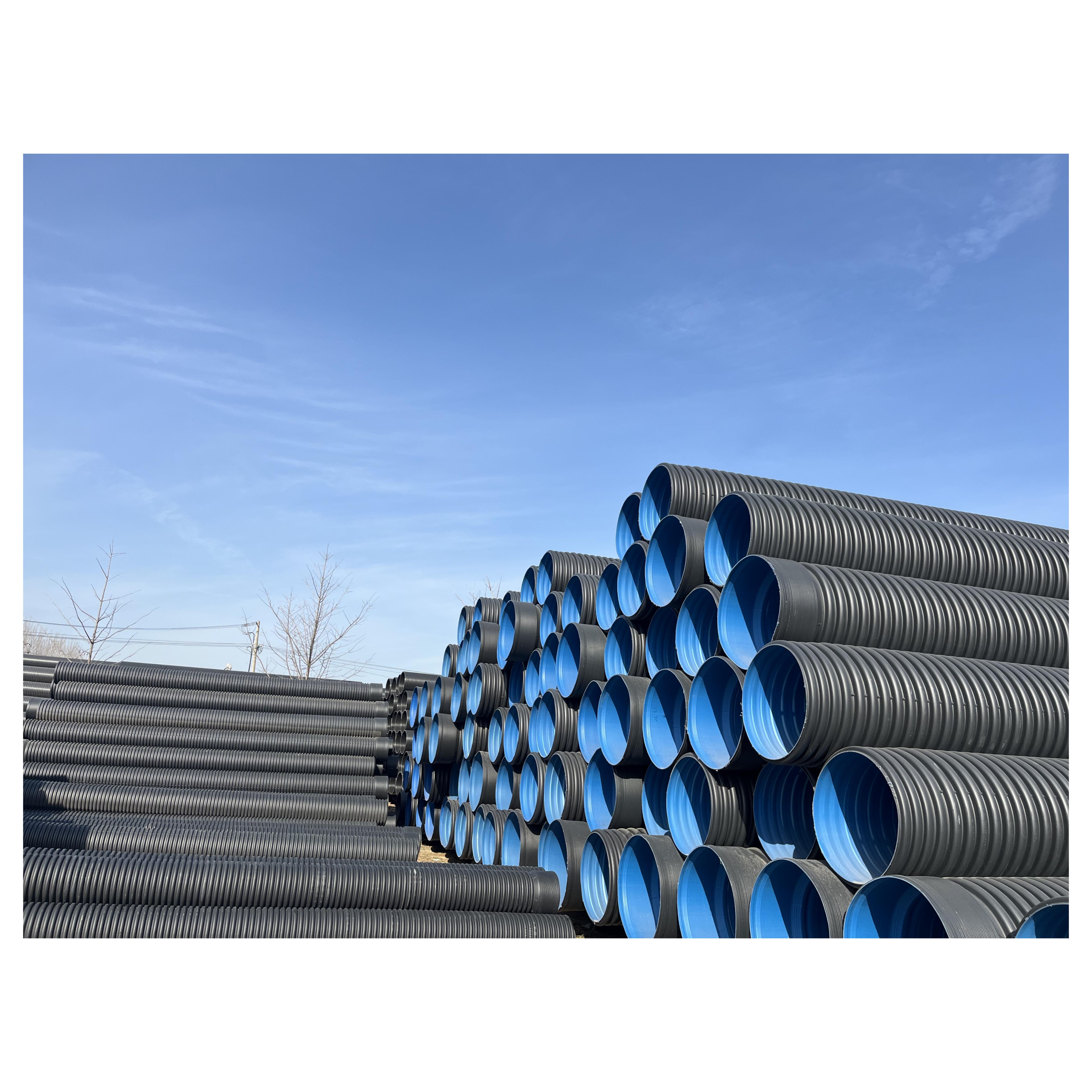 600 мм 800 мм 1000 мм HDPE Полые настенные обмоточные трубы высокой плотности из полиэтилена HDPE с двойной стенкой гофрированной трубы