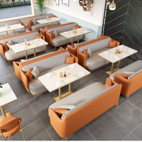 Ensemble de mobilier de restaurant commercial de style sud-est asiatique, table de salle à manger semi-circulaire murale en bois massif et rotin, chaises