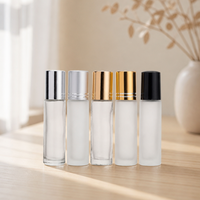 Vente en gros de flacons roll-on en verre givré de 10 ml vides pour huiles essentielles, portables et rechargeables, pour parfum