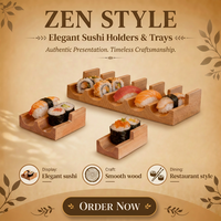 Ensemble d'organisateurs de sushis modernes et compacts en bois - Plateau à sushis individuel créatif et minimaliste pour cantine