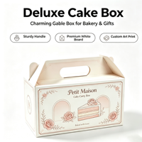 Boîte de transport à poignée polyvalente avec taille et impression personnalisées, boîte en papier pliable pour boulangerie, gâteaux, poulet frit, boissons