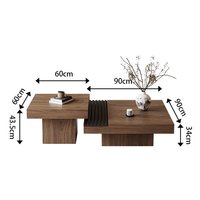 Ensemble de table basse en bois massif de noyer de luxe au design classique et moderne, table basse simple pour le salon, table basse pour la maison