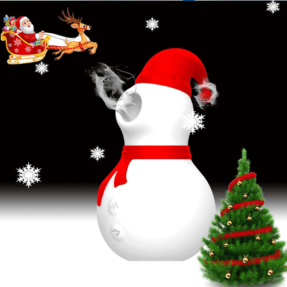 Weihnachtlicher Schneemann-Vibrator mit 10 Saugeinstellungen, Geschenkbox