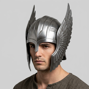Casque de Thor en argent, design ailé en métal, accessoire de film, décoration, 8x9x26 pouces, fait main, style classique - Product Image 1