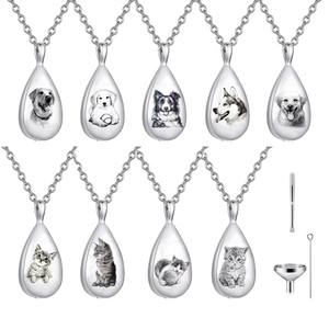 Kalung Liontin Urn Bentuk Air Mata Custom Dropshipping, Perhiasan Kremasi untuk Menyimpan Abu Hewan Peliharaan dengan Sertifikasi CE untuk Pecinta Anjing - Product Image 3