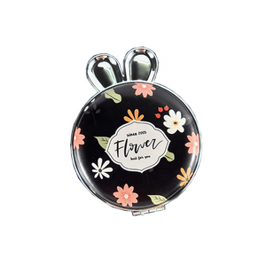 Custom 180 Degrees Rotating Rabbit PU Leather Makeup Mirror Cute Pocketable Design for Promotions