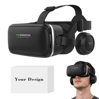 360 ° Headset VR Portabel Ramah Pengguna Rabun Jauh, Kotak VR 40 Mm dengan Lensa Resin Optik Asferis, Kacamata Realitas Virtual Pintar