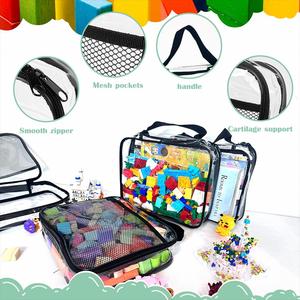 Sac de rangement pour jouets d'enfants en PVC personnalisé, avec organisation portable et étanche pour blocs de construction, fermeture éclair transparente pour le salon - Product Image 2