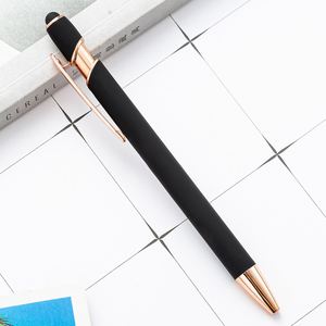 Stylo bille en métal personnalisé avec logo, revêtement en caoutchouc souple, clip doré, vente en gros pour cadeaux promotionnels - Product Image 2