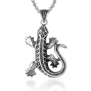 Collier avec pendentif gecko en acier inoxydable, collier à thème animal pour hommes et femmes SP568 - Product Image 1