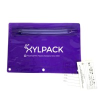 Pochette en plastique recyclable en PVC clair violet rouge bleu avec sac à stylo étanche à fermeture éclair pour une utilisation au bureau