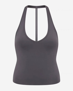 Sexy T <b>Back</b> Deep V Yoga Tank <b>Top</b> Women Thin Spaghetti Strap Buttery Soft Stretch Padded Sleeveless Vest for Pilates Wholesale - Product Image 2