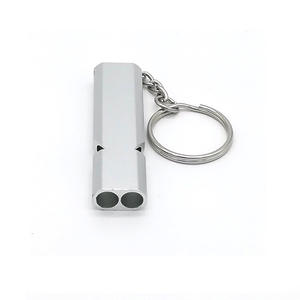 JTKS 2 อลูมิเนียมอัลลอยด์ นกหวีดสองรู สีทอง สีเงิน อุปกรณ์เอาตัวรอดกลางแจ้ง EDC อุปกรณ์ฝึกซ้อมที่ทนทาน - Product Image 4