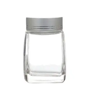 hexagon honey jar Flat Airtight Glass Honey Jar with Gold Lids jars glass wholesale
