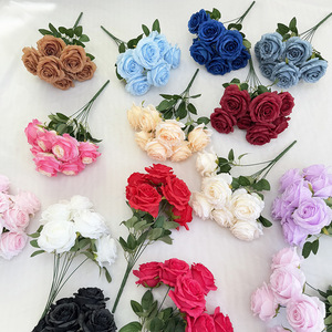 Ramo de Rosas de Seda Anna Rose de 7 Cabezas para Decoración del Hogar, Accesorios para Bodas, Flores Artificiales - Product Image 1
