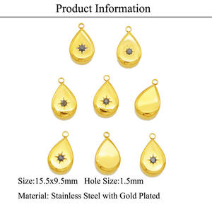 Factory Wholesale Stainless Steel Pendant Making <strong>Supplies</strong> Cut Out Moon Star Center Stone Charms for <strong>Jewelry</strong> Components - Product Image 5