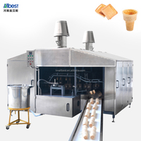 Machine à fabriquer des cornets de gaufrettes à grande vitesse, ligne de production industrielle de biscuits et de cornets de crème glacée en acier inoxydable, système de cuisson industriel 24 têtes