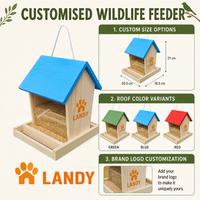 Mangeoire à oiseaux en bois bleue à suspendre pour l'extérieur avec panneau de visualisation clair, décoration de jardin, kit de nichoir DIY, OEM