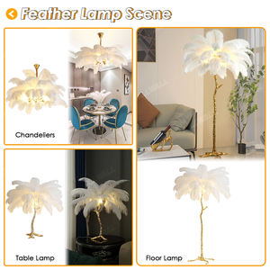 Lampe LED intelligente décorative amovible pour décoration d'hôtel support de <span class=keywords><strong>palmier</strong></span> moderne design en cuivre plume d'autruche lampadaire <span class=keywords><strong>lustre</strong></span> - Product Image 2