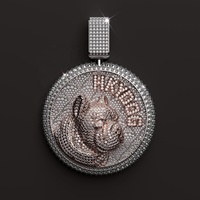 Pendentif photo Hip Hop en or 14K/18K avec diamants de laboratoire ronds, breloque mémoire de lettre personnalisée et bijoux en or rose glacé