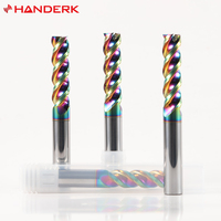 HANDERK aluminium utiliser U-groove 3 cannelures ensemble de fraises en bout plat avec revêtement DLC HRC55 fraise en carbure pour outil CNC