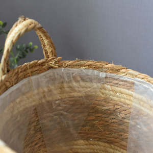 Woven <b>Basket</b> Round Double Layer Corn Rope Straw Handmade Storage <b>Basket</b> For Plants Decor - Product Image 2