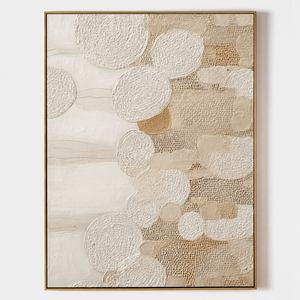 Abstract Handmade <b>Canvas</b> Art Embossed Circles Earth Tones <b>Framed</b> Contemporary Wall Decor - Product Image 1